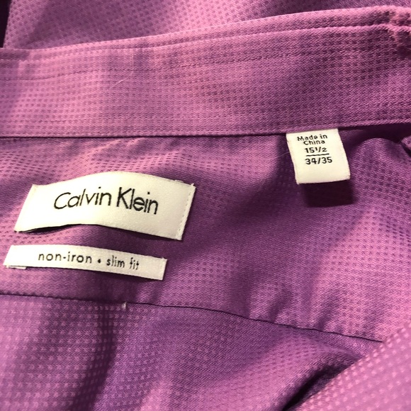 Calvin Klein Men’s. Slim fit Button down shirt non-iron 34/35 151/2 Purple - Picture 2 of 6